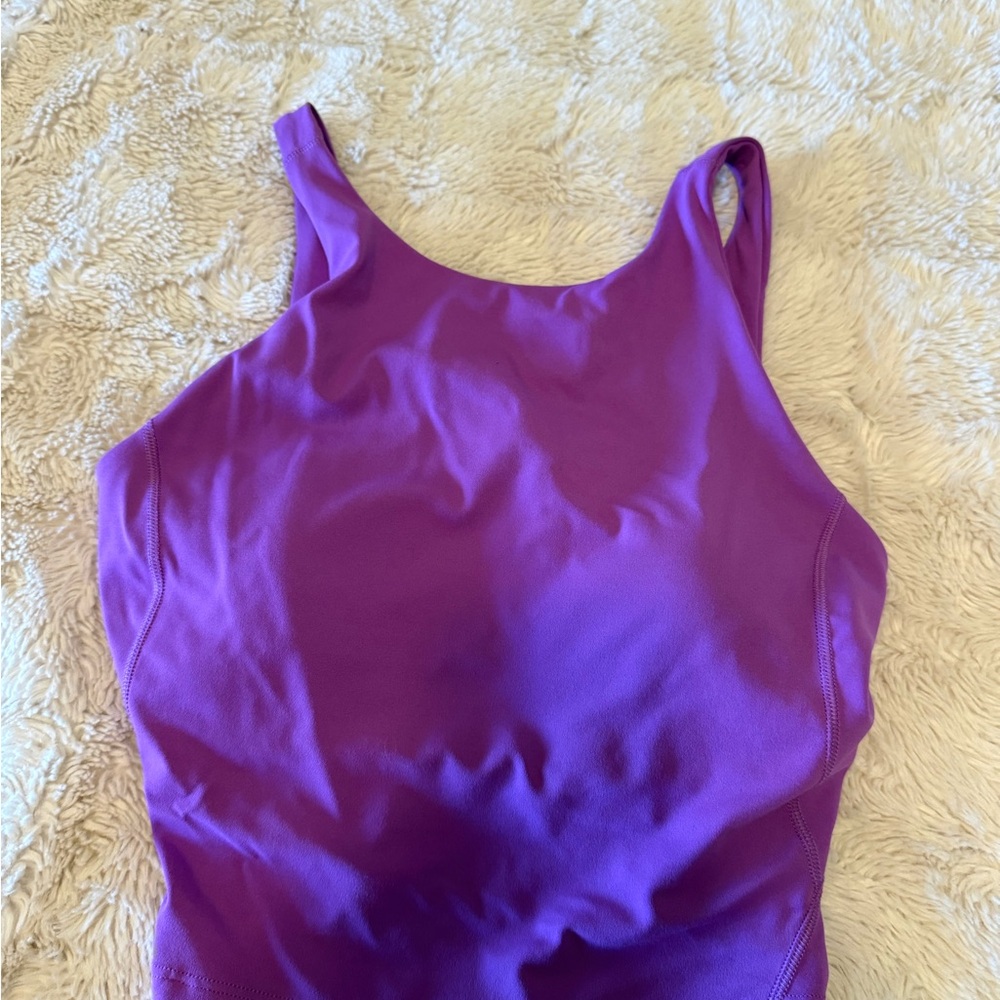 Purple Lulu High neck cropped Tank Top